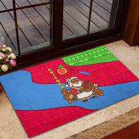 Eritrea Christmas Rubber Doormat with African Santa Gingerbread Harp National Flag Colors and Festive Pattern Design - Wonder Print Shop