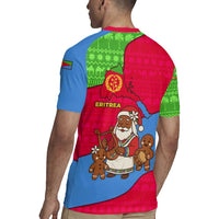 Eritrea Christmas Rugby Jersey with African Santa Gingerbread Harp National Flag Colors and Festive Pattern Design - Wonder Print Shop