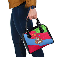 Eritrea Christmas Shoulder Handbag with African Santa Gingerbread Harp National Flag Colors and Festive Pattern Design - Wonder Print Shop
