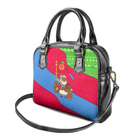 Eritrea Christmas Shoulder Handbag with African Santa Gingerbread Harp National Flag Colors and Festive Pattern Design - Wonder Print Shop
