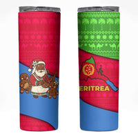 Eritrea Christmas Skinny Tumbler with African Santa Gingerbread Harp National Flag Colors and Festive Pattern Design - Wonder Print Shop