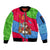 Eritrea Christmas Sleeve Zip Bomber Jacket with African Santa Gingerbread Harp National Flag Colors and Festive Pattern Design - Wonder Print Shop