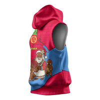 Eritrea Christmas Sleeveless Hoodie with African Santa Gingerbread Harp National Flag Colors and Festive Pattern Design - Wonder Print Shop