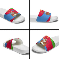 Eritrea Christmas Slide Sandals with African Santa Gingerbread Harp National Flag Colors and Festive Pattern Design - Wonder Print Shop