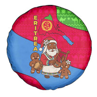 Eritrea Christmas Spare Tire Cover with African Santa Gingerbread Harp National Flag Colors and Festive Pattern Design - Wonder Print Shop