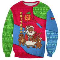 Eritrea Christmas Sweatshirt with African Santa Gingerbread Harp National Flag Colors and Festive Pattern Design - Wonder Print Shop