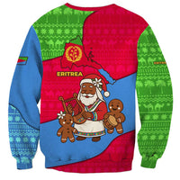 Eritrea Christmas Sweatshirt with African Santa Gingerbread Harp National Flag Colors and Festive Pattern Design - Wonder Print Shop
