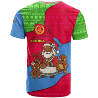 Eritrea Christmas T Shirt with African Santa Gingerbread Harp National Flag Colors and Festive Pattern Design - Wonder Print Shop