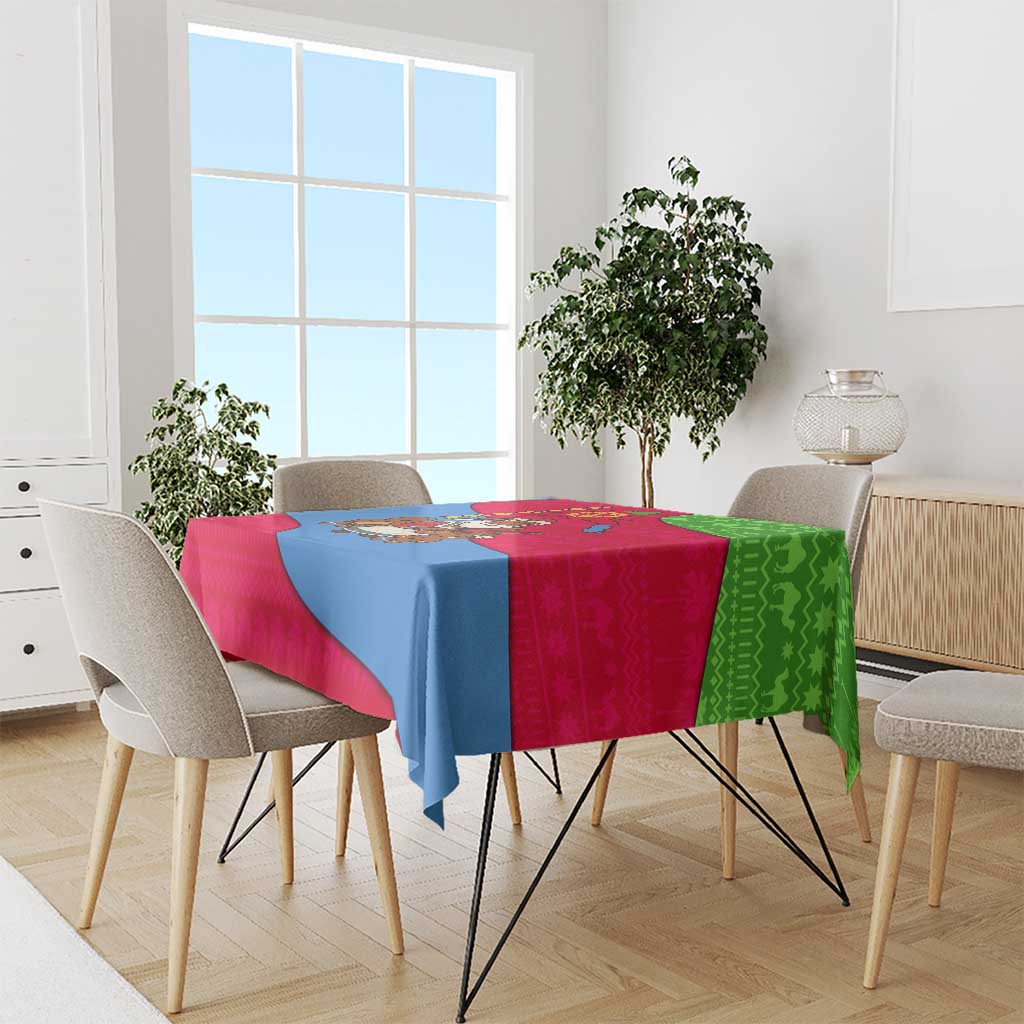 Eritrea Christmas Tablecloth with African Santa Gingerbread Harp National Flag Colors and Festive Pattern Design - Wonder Print Shop