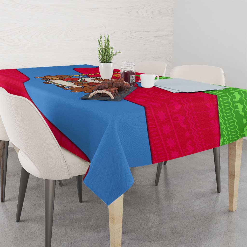 Eritrea Christmas Tablecloth with African Santa Gingerbread Harp National Flag Colors and Festive Pattern Design - Wonder Print Shop