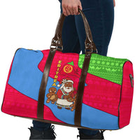 Eritrea Christmas Travel Bag with African Santa Gingerbread Harp National Flag Colors and Festive Pattern Design - Wonder Print Shop