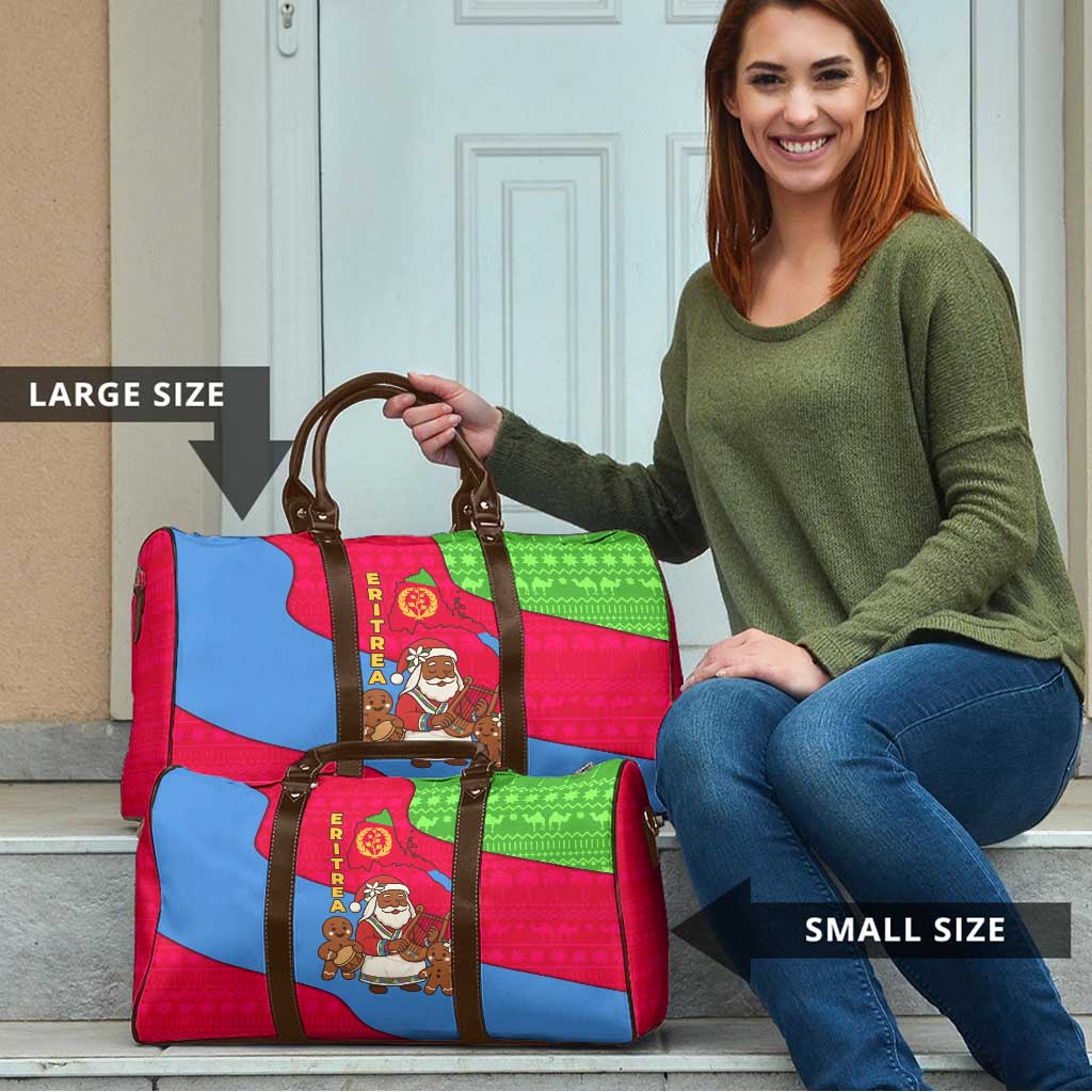 Eritrea Christmas Travel Bag with African Santa Gingerbread Harp National Flag Colors and Festive Pattern Design - Wonder Print Shop