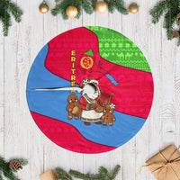 Eritrea Christmas Tree Skirt with African Santa Gingerbread Harp National Flag Colors and Festive Pattern Design - Wonder Print Shop