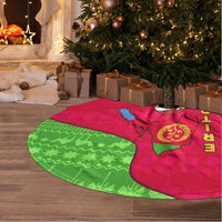 Eritrea Christmas Tree Skirt with African Santa Gingerbread Harp National Flag Colors and Festive Pattern Design - Wonder Print Shop