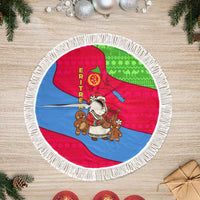 Eritrea Christmas Tree Skirt with African Santa Gingerbread Harp National Flag Colors and Festive Pattern Design - Wonder Print Shop