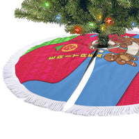Eritrea Christmas Tree Skirt with African Santa Gingerbread Harp National Flag Colors and Festive Pattern Design - Wonder Print Shop