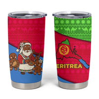 Eritrea Christmas Tumbler Cup with African Santa Gingerbread Harp National Flag Colors and Festive Pattern Design - Wonder Print Shop