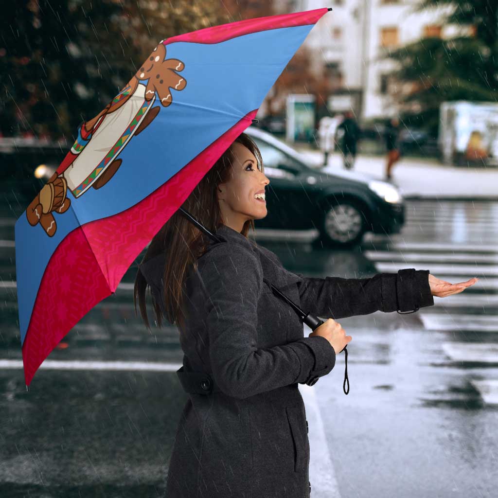 Eritrea Christmas Umbrella with African Santa Gingerbread Harp National Flag Colors and Festive Pattern Design - Wonder Print Shop
