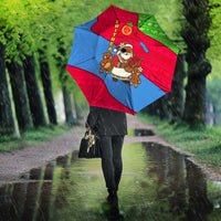 Eritrea Christmas Umbrella with African Santa Gingerbread Harp National Flag Colors and Festive Pattern Design - Wonder Print Shop