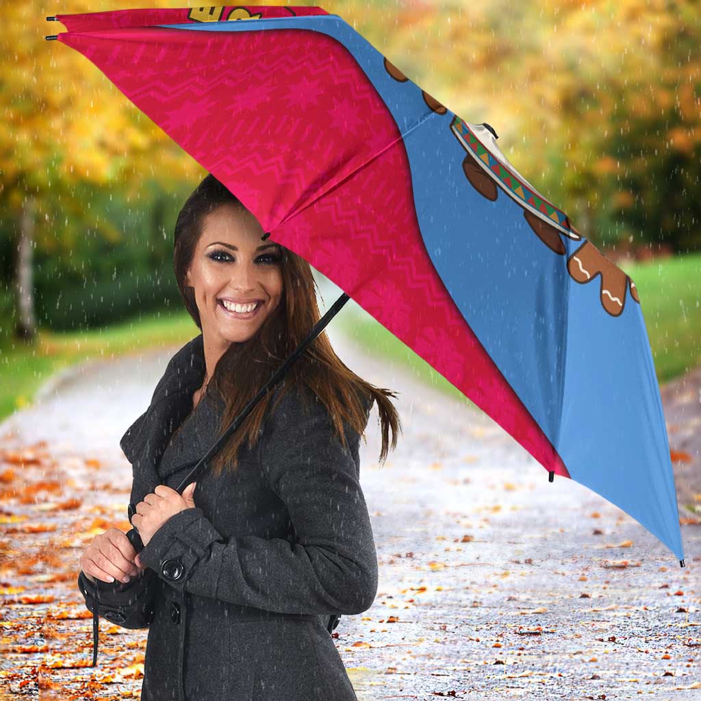 Eritrea Christmas Umbrella with African Santa Gingerbread Harp National Flag Colors and Festive Pattern Design - Wonder Print Shop