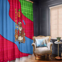 Eritrea Christmas Window Curtain with African Santa Gingerbread Harp National Flag Colors and Festive Pattern Design - Wonder Print Shop