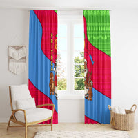 Eritrea Christmas Window Curtain with African Santa Gingerbread Harp National Flag Colors and Festive Pattern Design - Wonder Print Shop