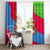 Eritrea Christmas Window Curtain with African Santa Gingerbread Harp National Flag Colors and Festive Pattern Design - Wonder Print Shop