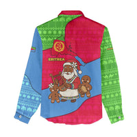 Eritrea Christmas Women Casual Shirt with African Santa Gingerbread Harp National Flag Colors and Festive Pattern Design - Wonder Print Shop
