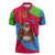 Eritrea Christmas Zipper Polo Shirt with African Santa Gingerbread Harp National Flag Colors and Festive Pattern Design - Wonder Print Shop
