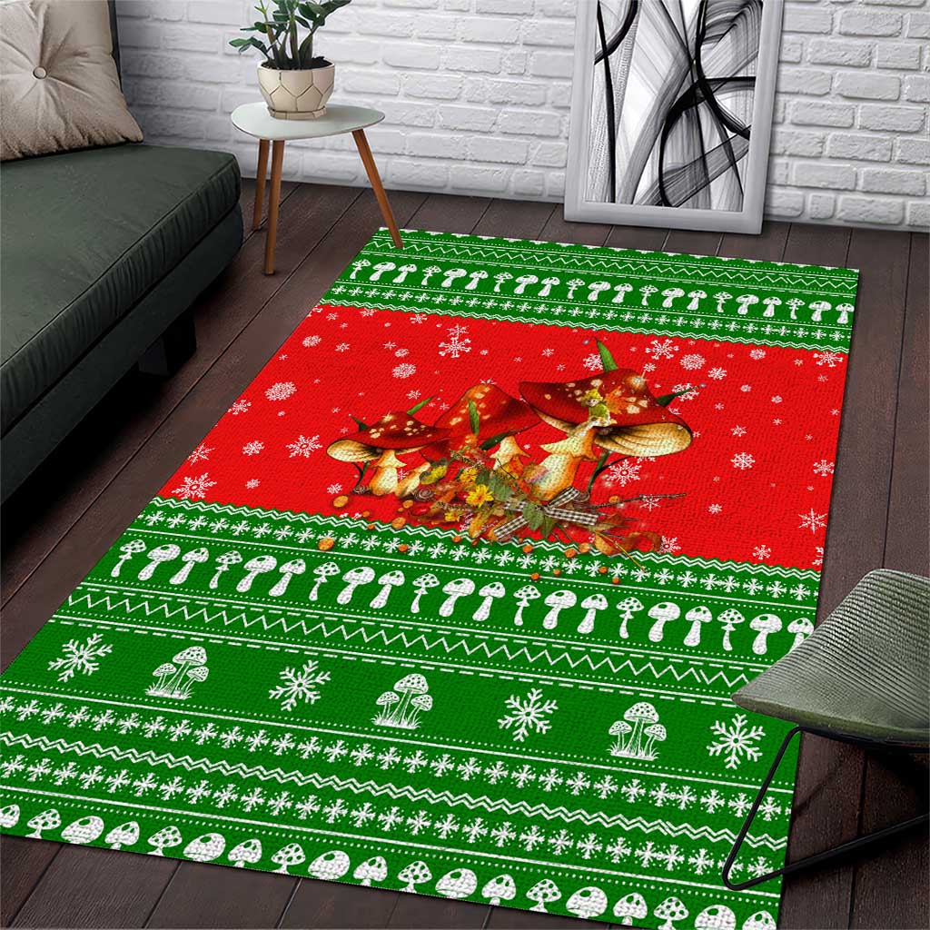 Amazing Mushroom Christmas Yall Christmas Area Rug Xmas Holiday Patterns - Wonder Print Shop
