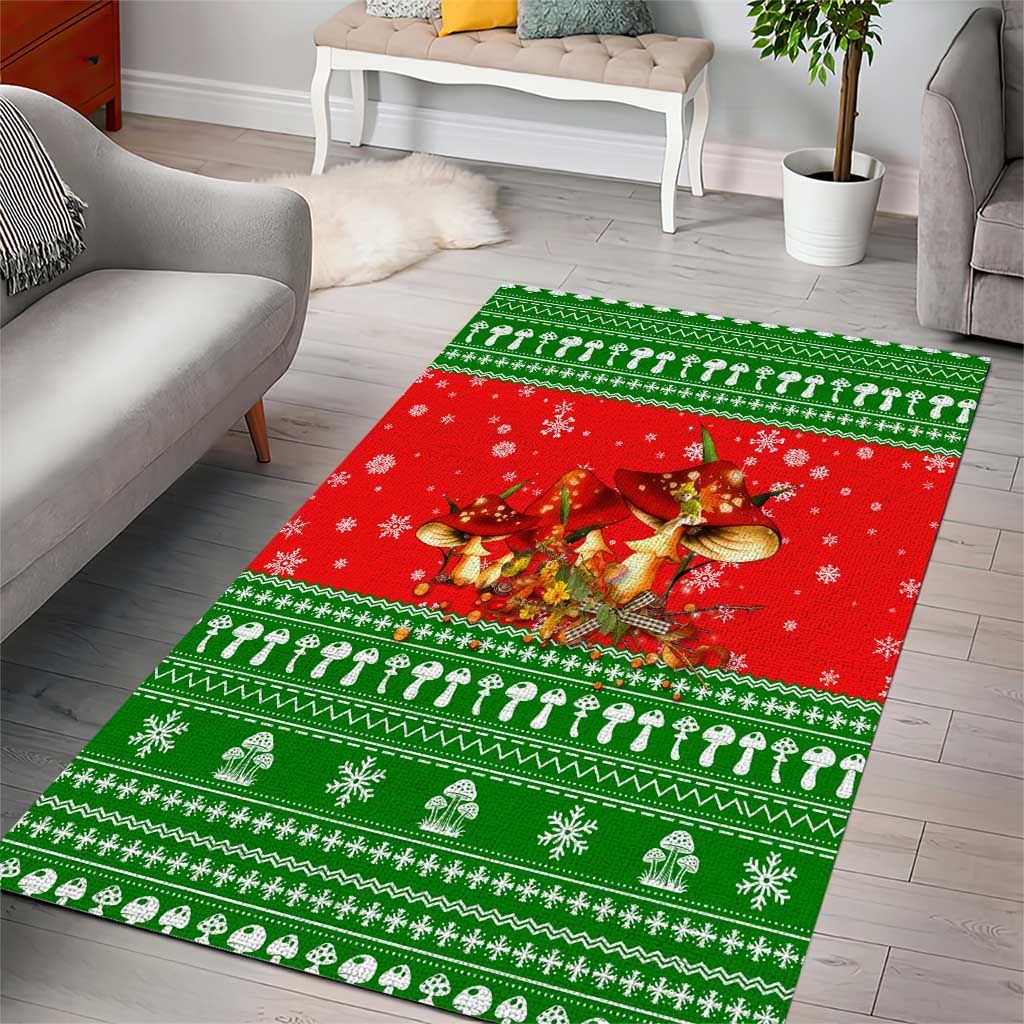 Amazing Mushroom Christmas Yall Christmas Area Rug Xmas Holiday Patterns - Wonder Print Shop