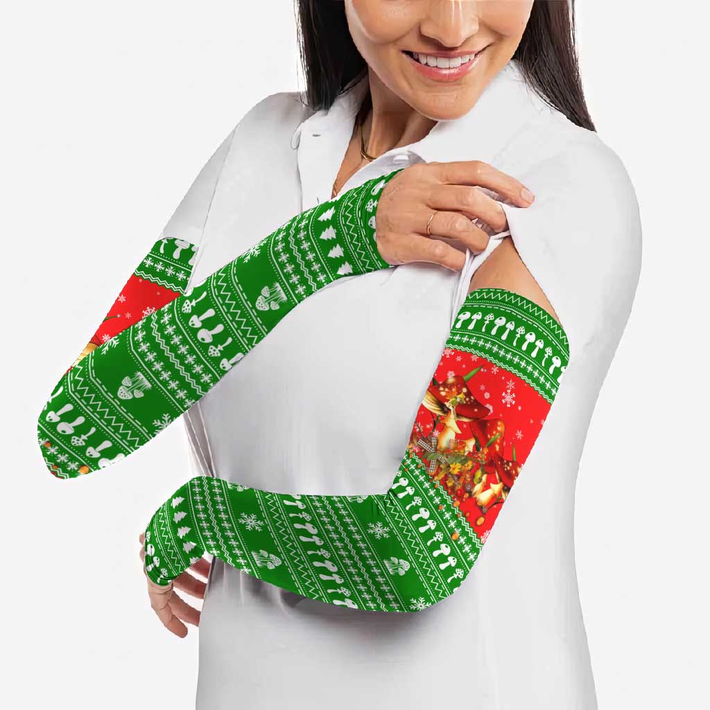 Amazing Mushroom Christmas Yall Christmas Arm Sleeves Xmas Holiday Patterns - Wonder Print Shop