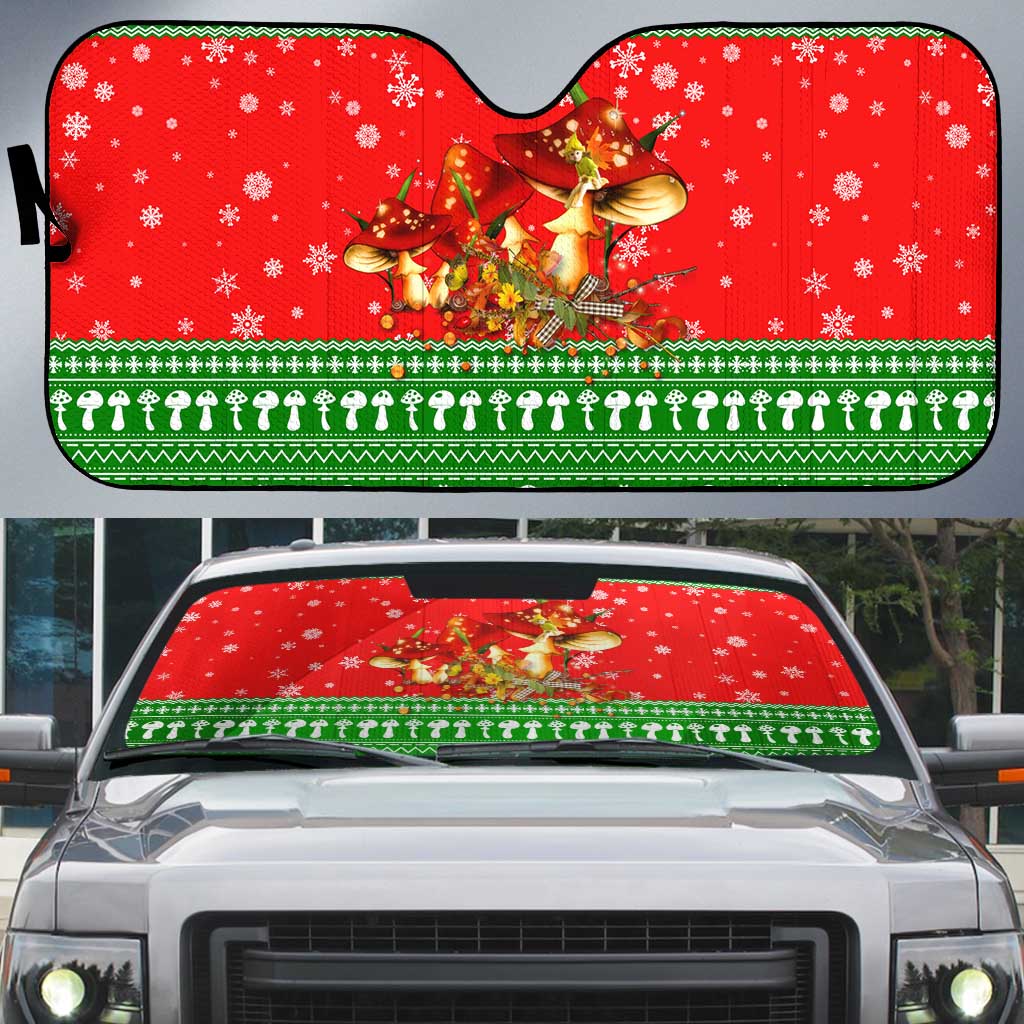 Amazing Mushroom Christmas Yall Christmas Auto Sun Shade Xmas Holiday Patterns - Wonder Print Shop