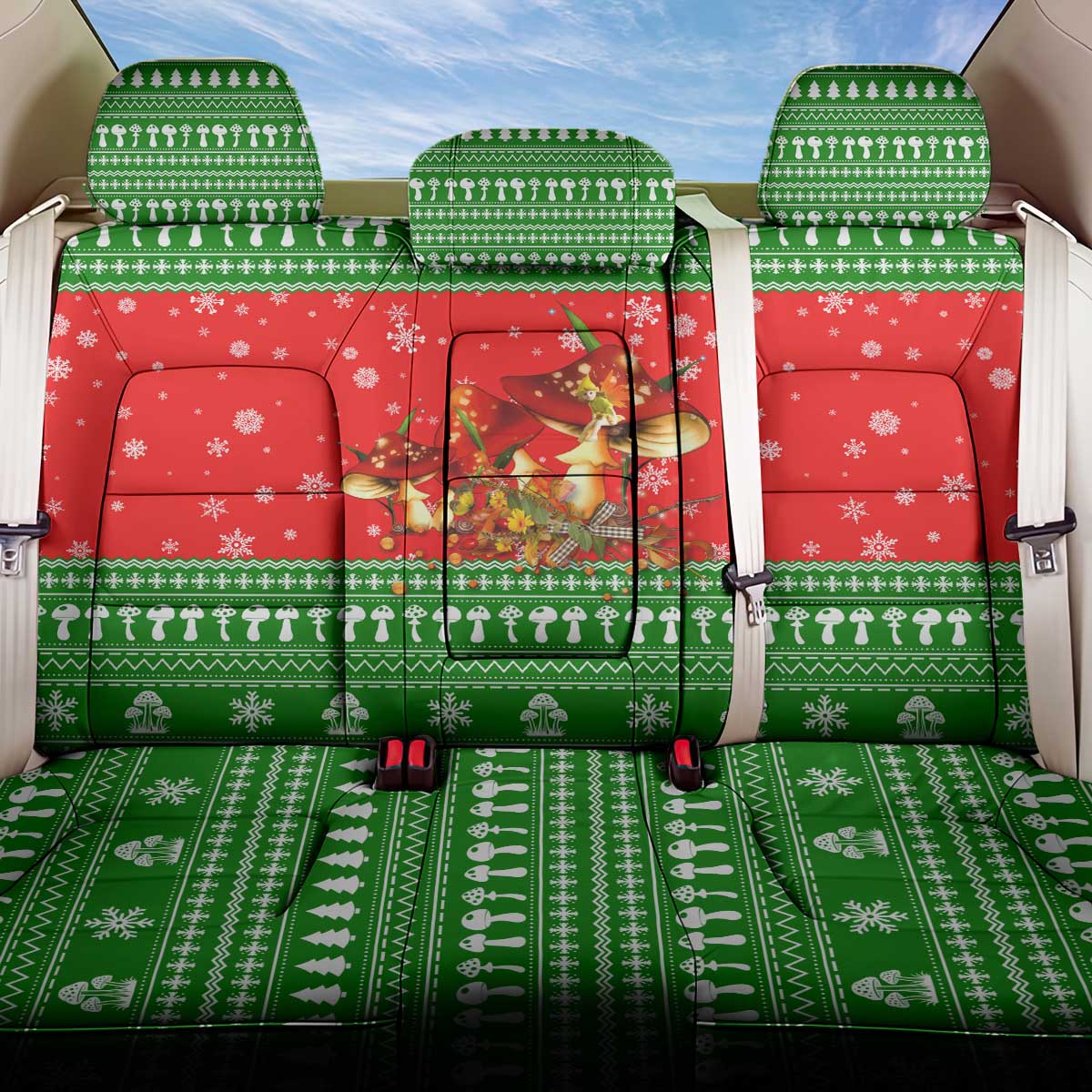 Amazing Mushroom Christmas Yall Christmas Back Car Seat Cover Xmas Holiday Patterns - Wonder Print Shop