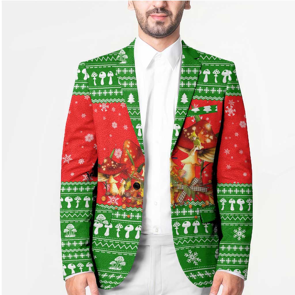 Amazing Mushroom Christmas Yall Christmas Blazer Xmas Holiday Patterns - Wonder Print Shop