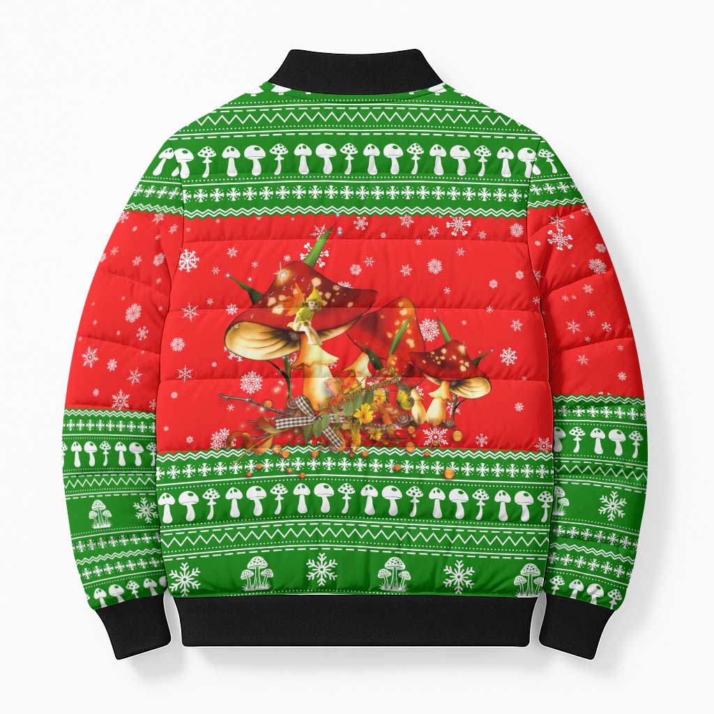 Amazing Mushroom Christmas Yall Christmas Bomber Puffer Jacket Xmas Holiday Patterns - Wonder Print Shop