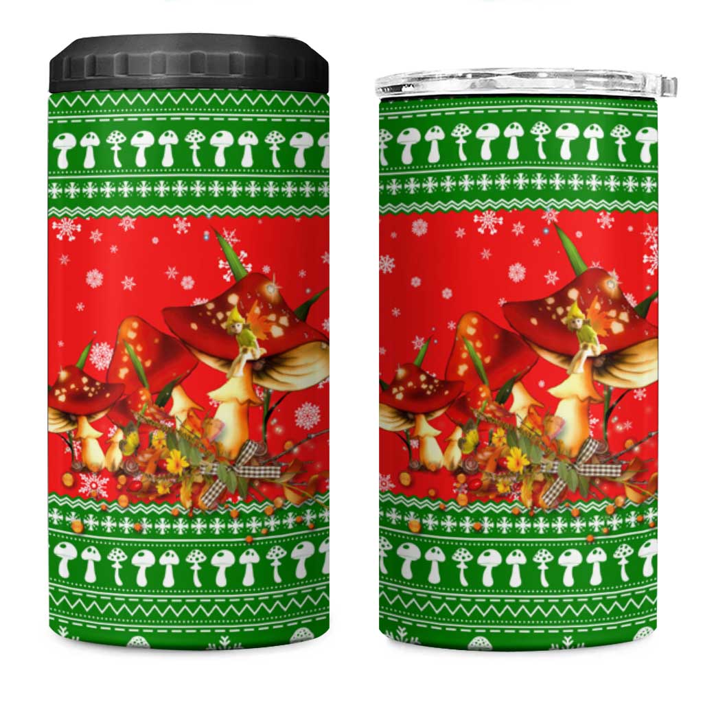 Amazing Mushroom Christmas Yall Christmas 4 in 1 Can Cooler Tumbler Xmas Holiday Patterns - Wonder Print Shop