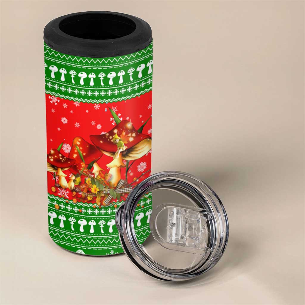 Amazing Mushroom Christmas Yall Christmas 4 in 1 Can Cooler Tumbler Xmas Holiday Patterns - Wonder Print Shop