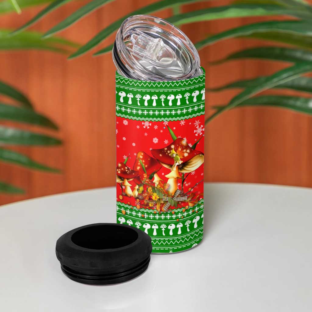 Amazing Mushroom Christmas Yall Christmas 4 in 1 Can Cooler Tumbler Xmas Holiday Patterns - Wonder Print Shop