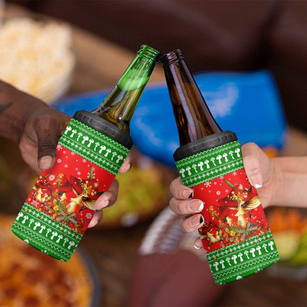 Amazing Mushroom Christmas Yall Christmas 4 in 1 Can Cooler Tumbler Xmas Holiday Patterns - Wonder Print Shop