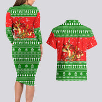 Amazing Mushroom Christmas Yall Christmas Couples Matching Long Sleeve Bodycon Dress and Hawaiian Shirt Xmas Holiday Patterns - Wonder Print Shop
