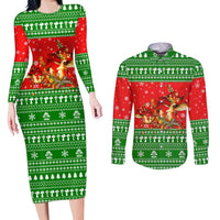 Amazing Mushroom Christmas Yall Christmas Couples Matching Long Sleeve Bodycon Dress and Long Sleeve Button Shirt Xmas Holiday Patterns - Wonder Print Shop