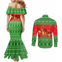 Amazing Mushroom Christmas Yall Christmas Couples Matching Mermaid Dress and Long Sleeve Button Shirt Xmas Holiday Patterns - Wonder Print Shop