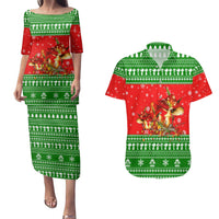 Amazing Mushroom Christmas Yall Christmas Couples Matching Puletasi and Hawaiian Shirt Xmas Holiday Patterns - Wonder Print Shop