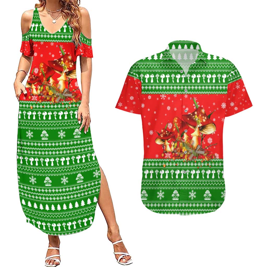 Amazing Mushroom Christmas Yall Christmas Couples Matching Summer Maxi Dress and Hawaiian Shirt Xmas Holiday Patterns - Wonder Print Shop
