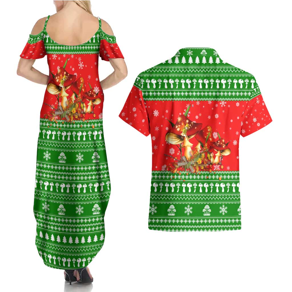 Amazing Mushroom Christmas Yall Christmas Couples Matching Summer Maxi Dress and Hawaiian Shirt Xmas Holiday Patterns - Wonder Print Shop