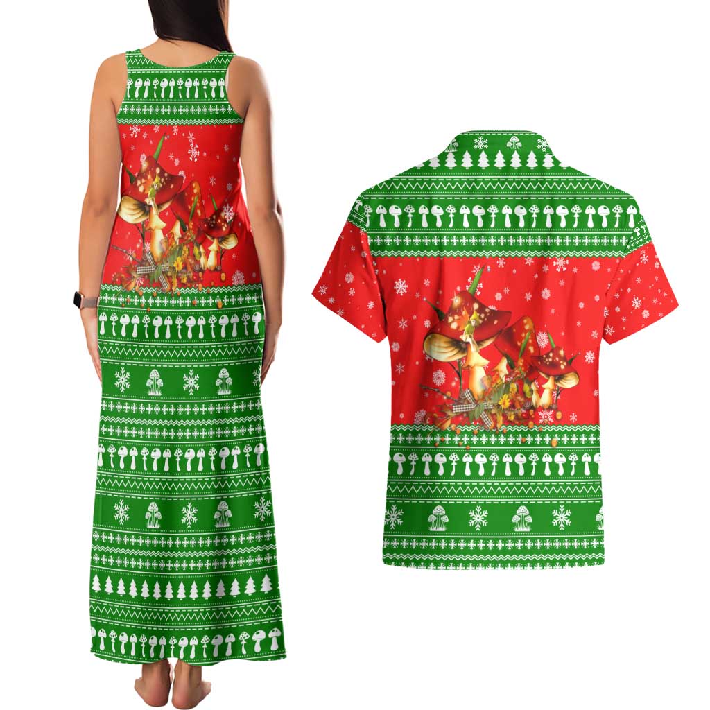 Amazing Mushroom Christmas Yall Christmas Couples Matching Tank Maxi Dress and Hawaiian Shirt Xmas Holiday Patterns - Wonder Print Shop