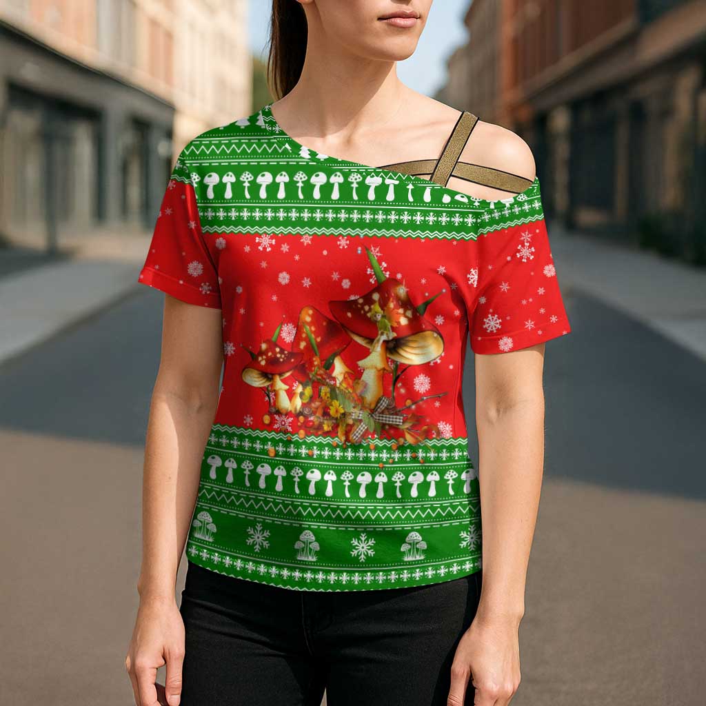 Amazing Mushroom Christmas Yall Christmas Cross Shoulder Shirt Xmas Holiday Patterns - Wonder Print Shop