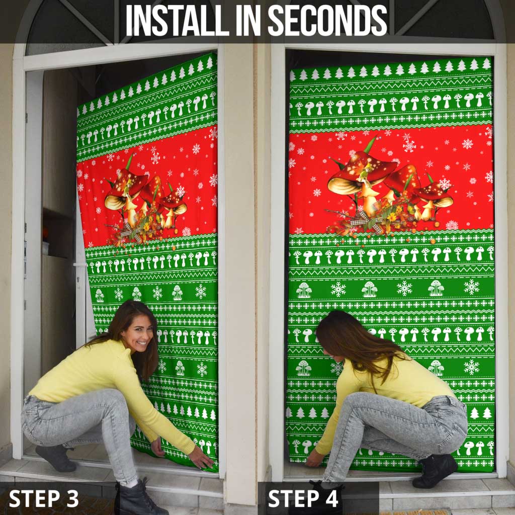 Amazing Mushroom Christmas Yall Christmas Door Cover Xmas Holiday Patterns - Wonder Print Shop
