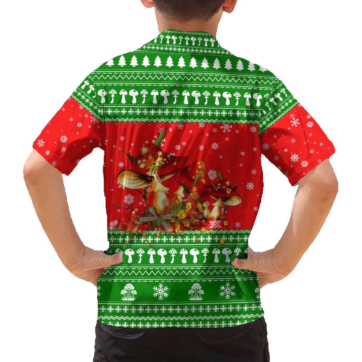 Amazing Mushroom Christmas Yall Christmas Family Matching Off The Shoulder Long Sleeve Dress and Hawaiian Shirt Xmas Holiday Patterns - Wonder Print Shop